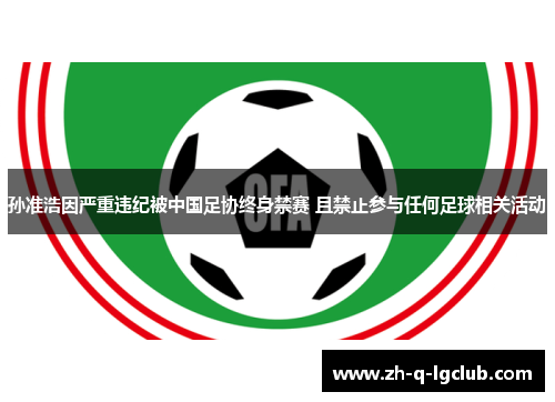 孙准浩因严重违纪被中国足协终身禁赛 且禁止参与任何足球相关活动 孙准浩因严重违纪被中国足协终身禁赛 且禁止参与任何足球相关活动